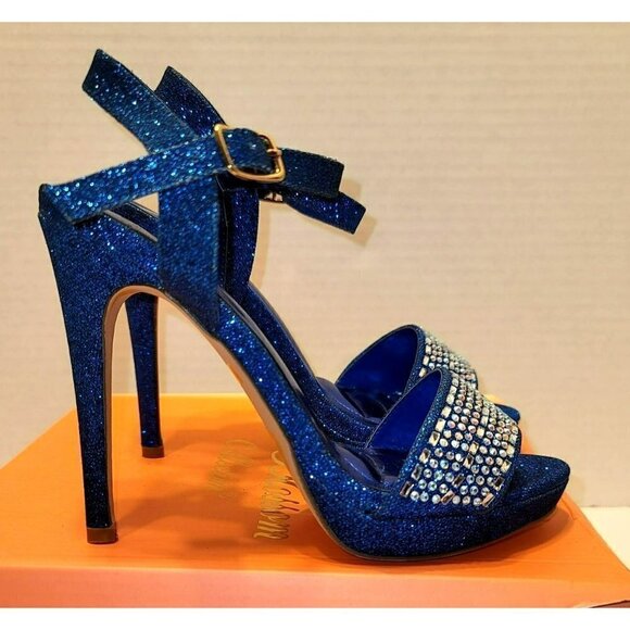 NIB - De Blossom Collection Blue Charlie Crystal Stiletto, Size 6 - Picture 7 of 11